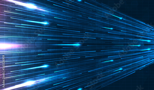 Blue light streak, fiber optic, speed line, futuristic background for 5g or 6g technology wireless data transmission, high-speed internet in abstract. internet network concept. vector design.