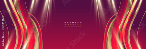 Luxury and Elegant Background in Paper Cut Style with Golden Lines and Shining Light. Can be Used for Award, Banner, Card, Nomination, Ceremony, Formal Invitation or Certificate Design