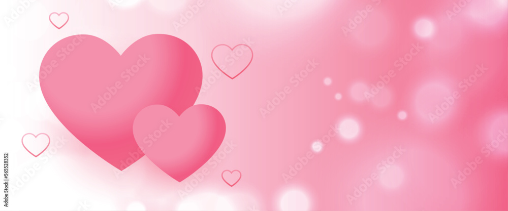 valentines day love and romance wishes banner with love hearts