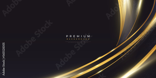 Luxury and Elegant Black and Gold Background with Golden Light and Paper Cut Style. Can be Used for Award, Banner, Card, Nomination, Ceremony, Formal Invitation or Certificate Design