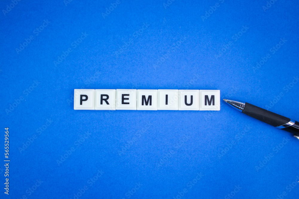 Obraz premium premium alphabet pen and word. premium or high quality concept. concept has style