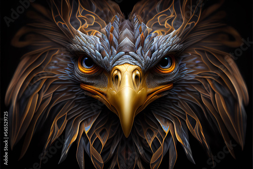 Photo High detail 3d close up symmetrical fantasy portrait of an eagle