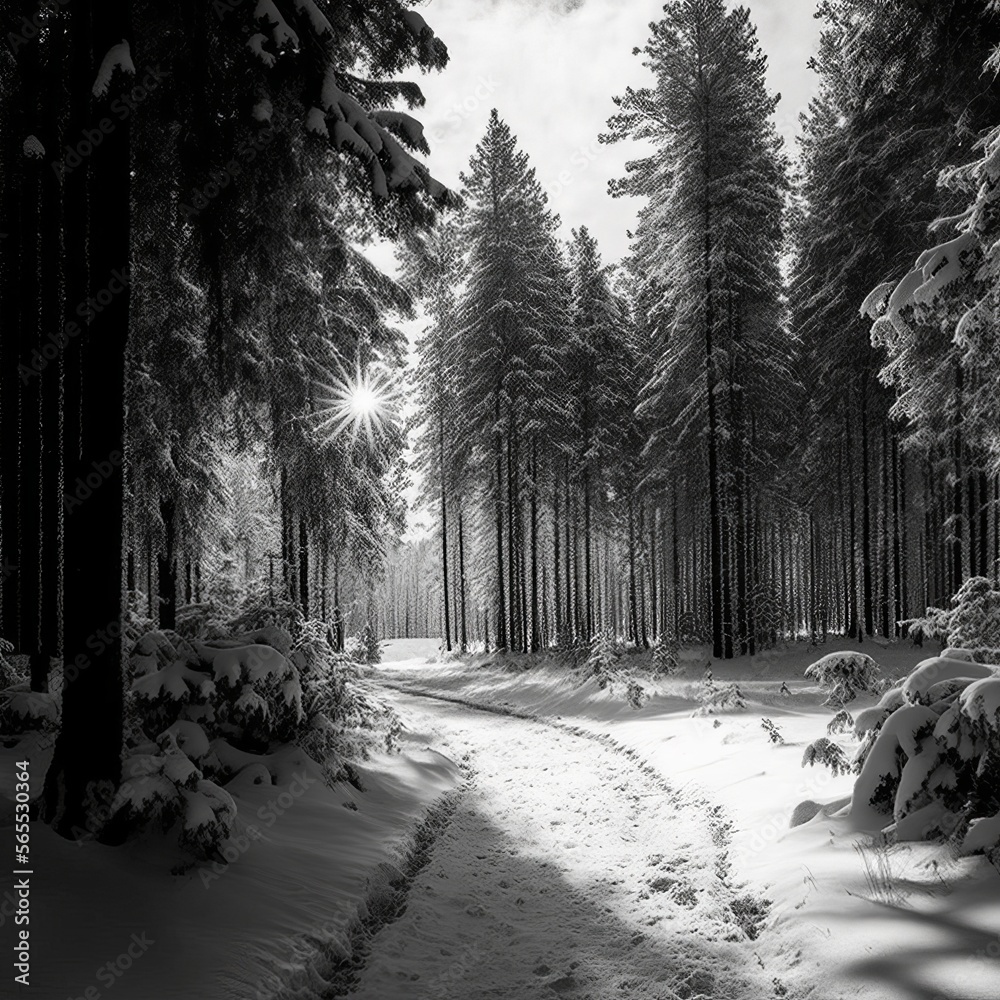 Winter Forest Black and White (generative AI) Winter Forest Black and White (generative AI)