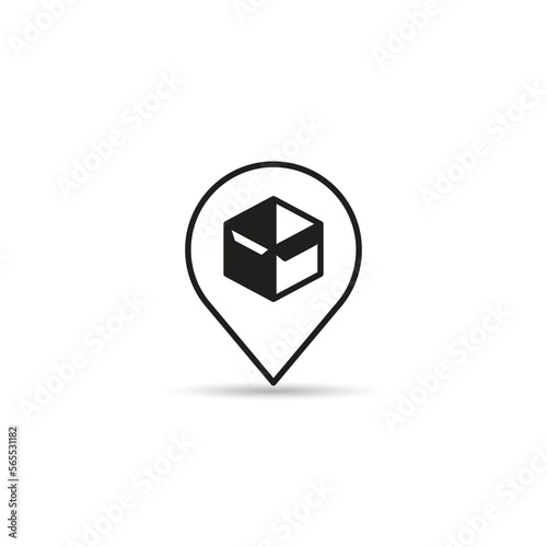 Free Download box in map pin icon on white background vector illustration - GFXLoad