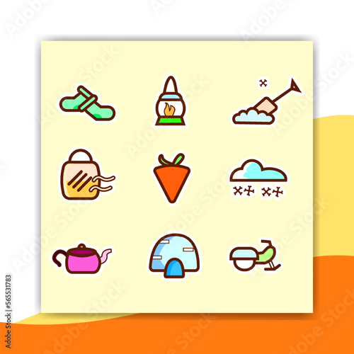 premium vector l cute winter icons in bundle set