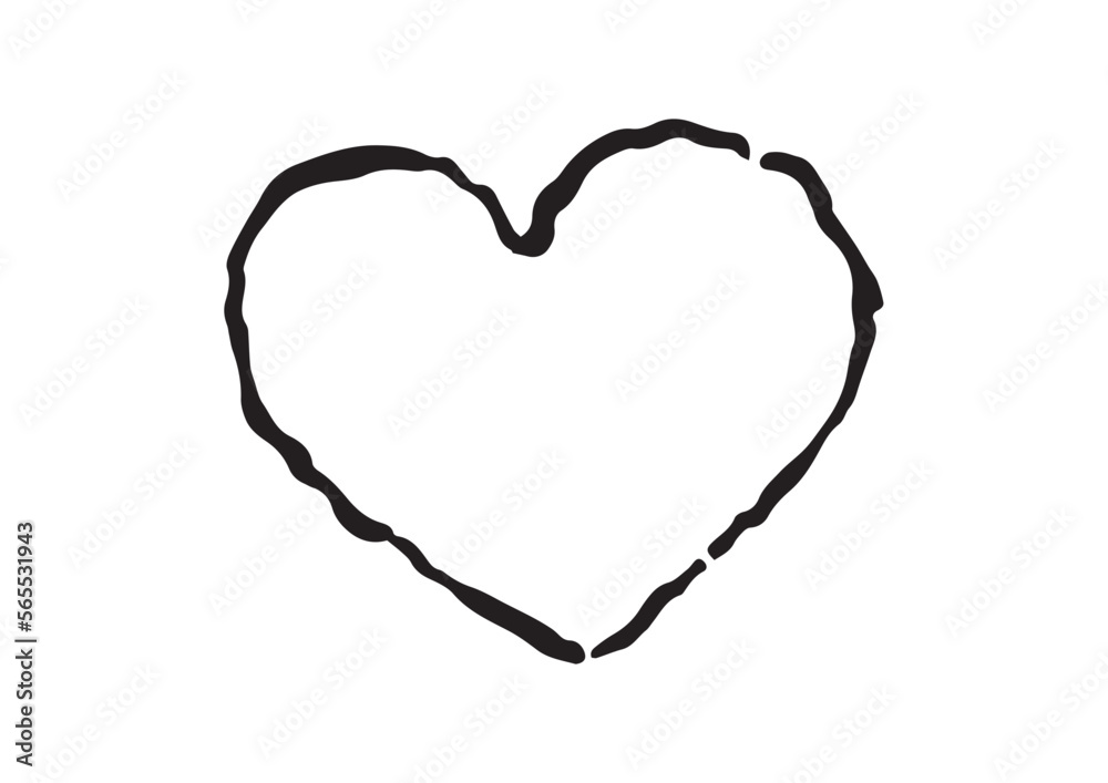 味のある手書きのハート、絵手紙風 味のある手書きのハート、絵手紙風