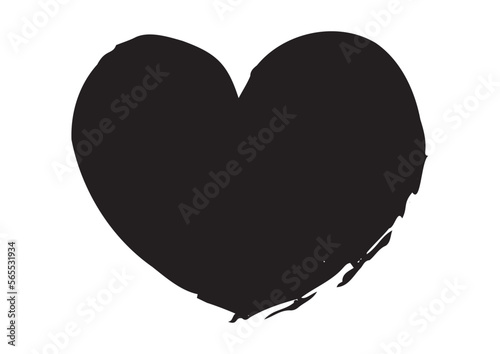 かすれのある手書きのハート、中を塗った版