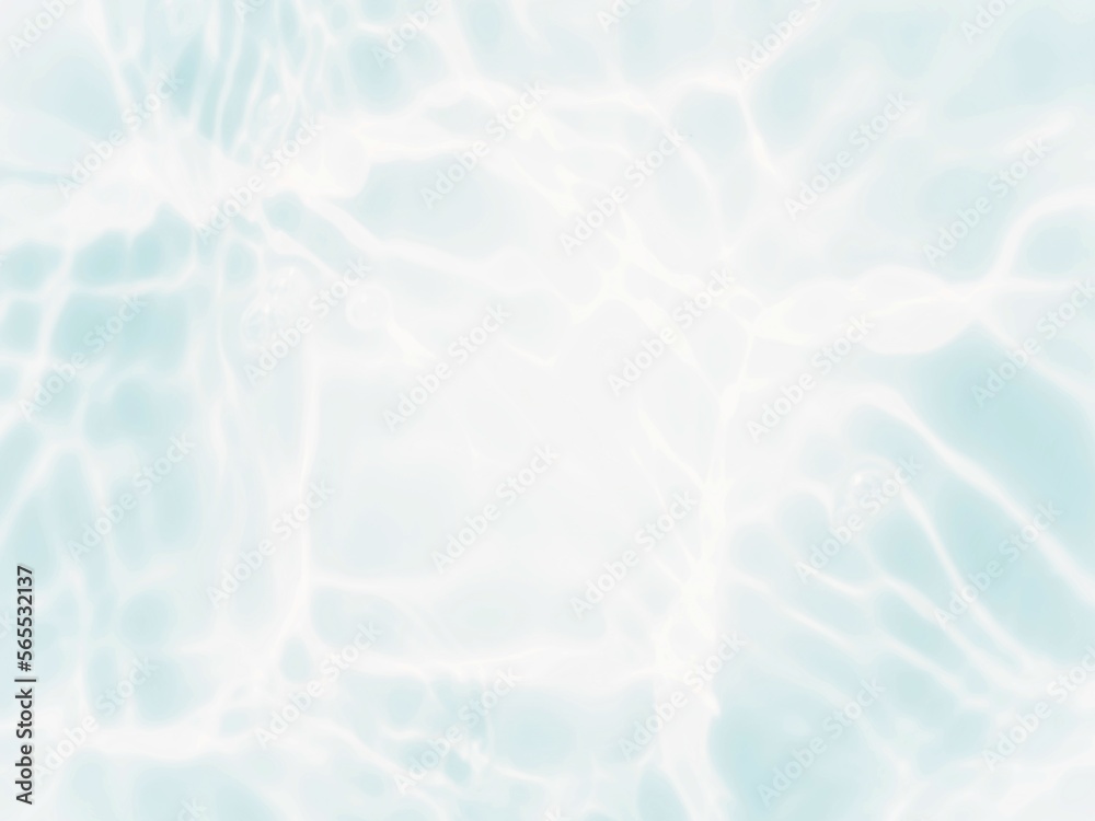 Obraz premium Bluewater waves on the surface ripples blurred. Defocus blurred transparent blue colored clear calm water surface texture with splash and bubbles. Water waves with shining pattern texture background.