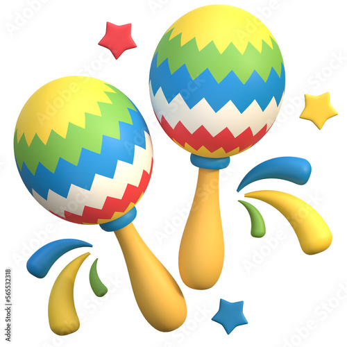 Cuadro en lienzo maracas icon rio festival brazil 3d illustration