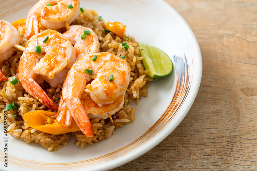 fried rice with shrimps skewers fried rice with shrimps skewers
