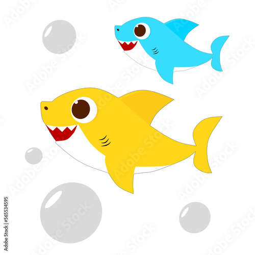 image of two shark cubs on white background