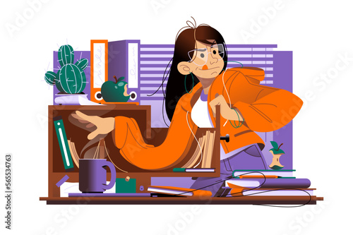 Woman trying to reach documents in drawer