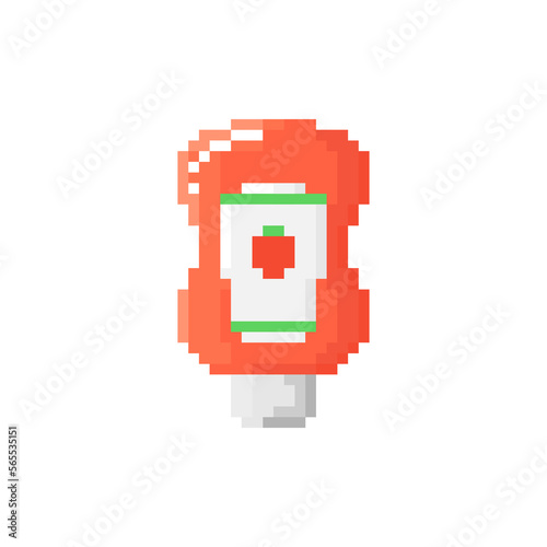 Illustration vector graphic of ketchup in pixel art style