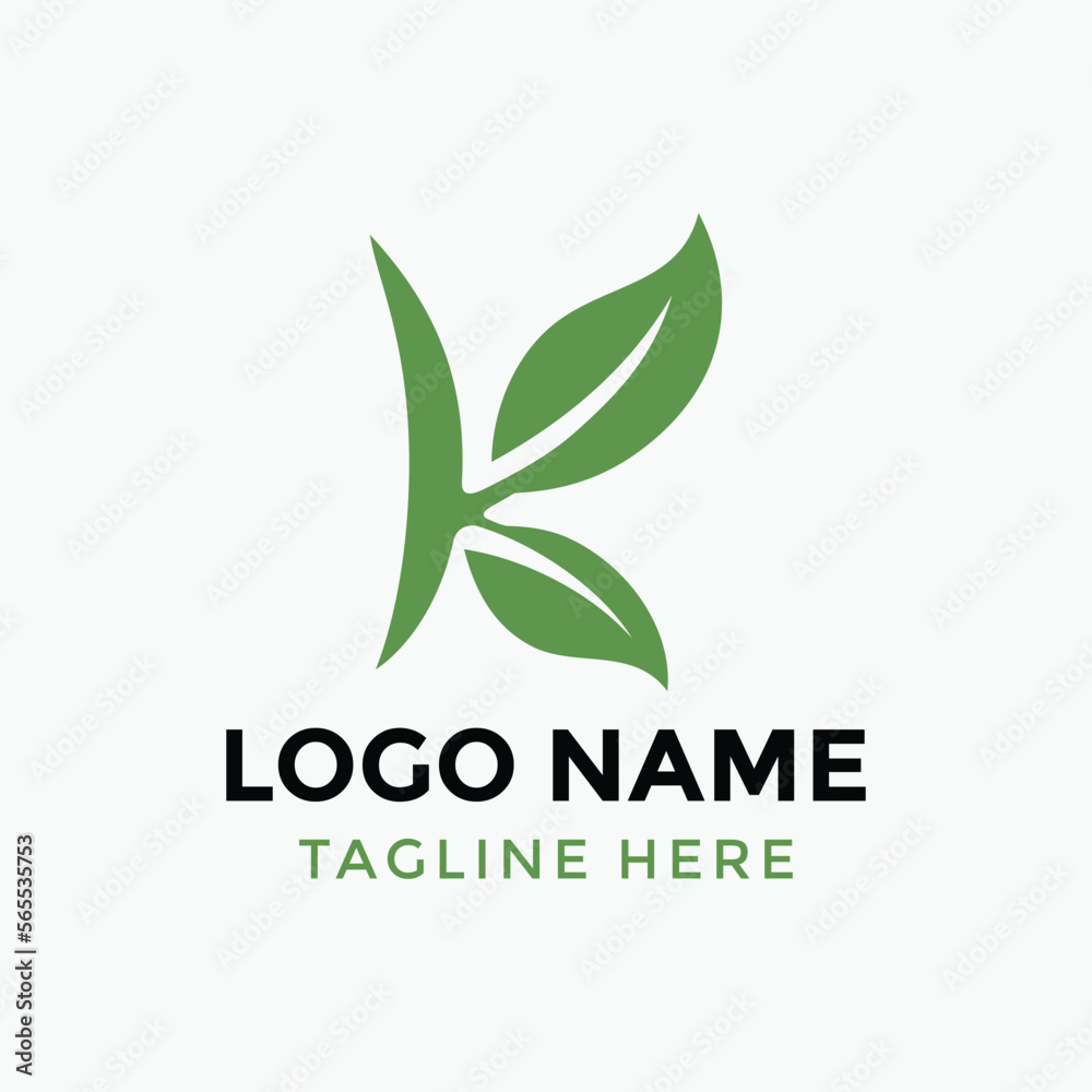 Letter K Green leaf logo icon design template vector. Letter K Green leaf logo icon design template vector.