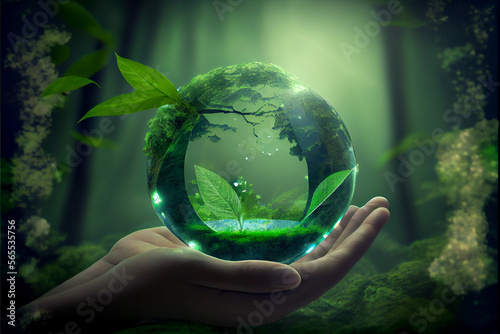 hand holding green earth