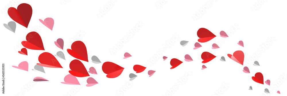 hearts fallling isolated for valenties day background - 3d rendering