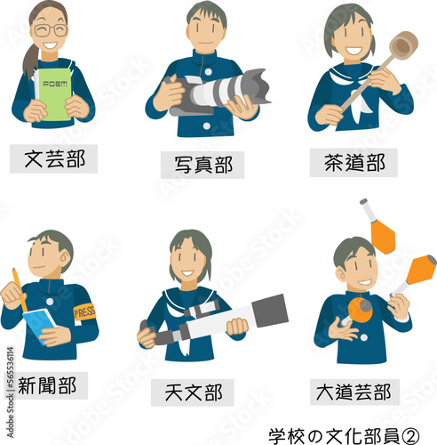 学校の文化部部員　アイコン素材
