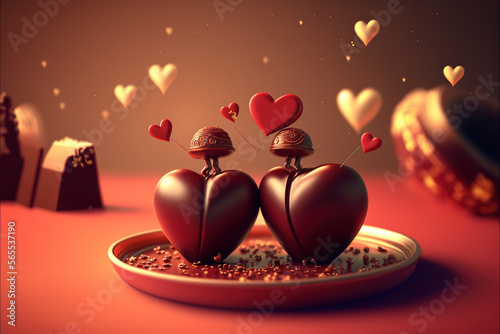 Valentine's Day chocolate love concept, generative AI