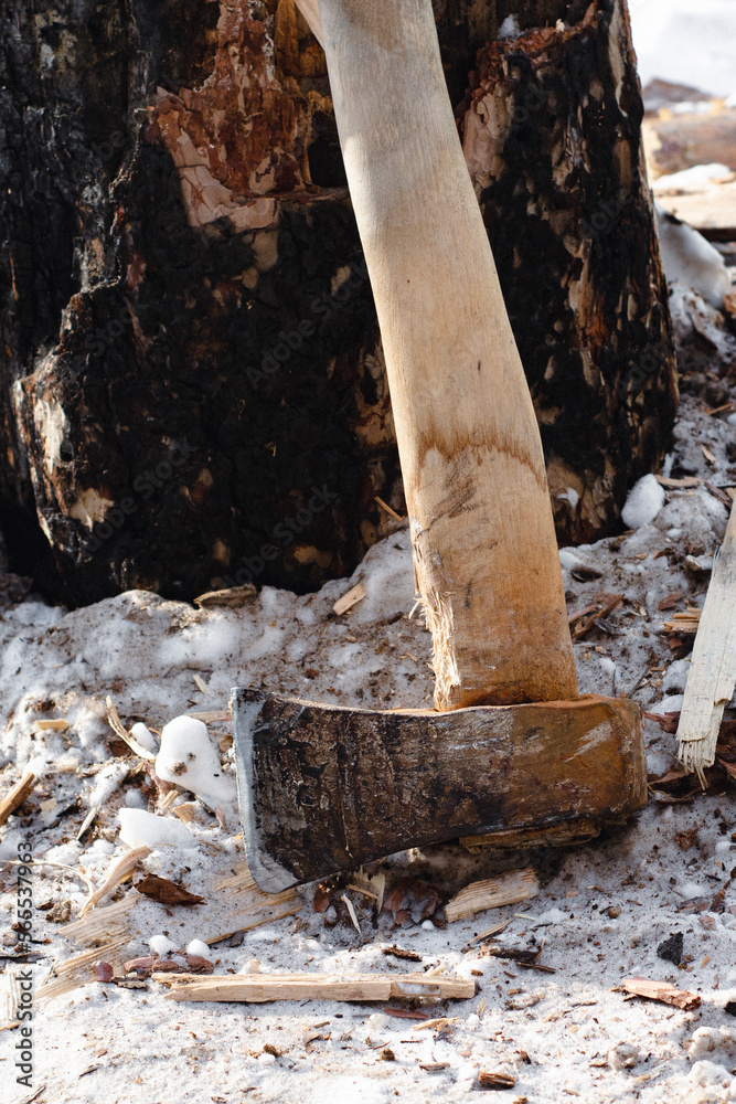Old Rusty Ax Cleaver With Wooden Handle Old Rusty Ax Cleaver With Wooden Handle