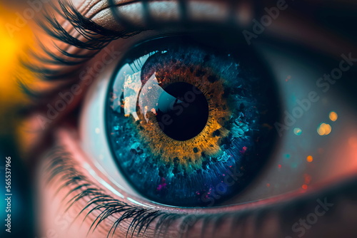Cosmic human eyes in close range Generative AI
