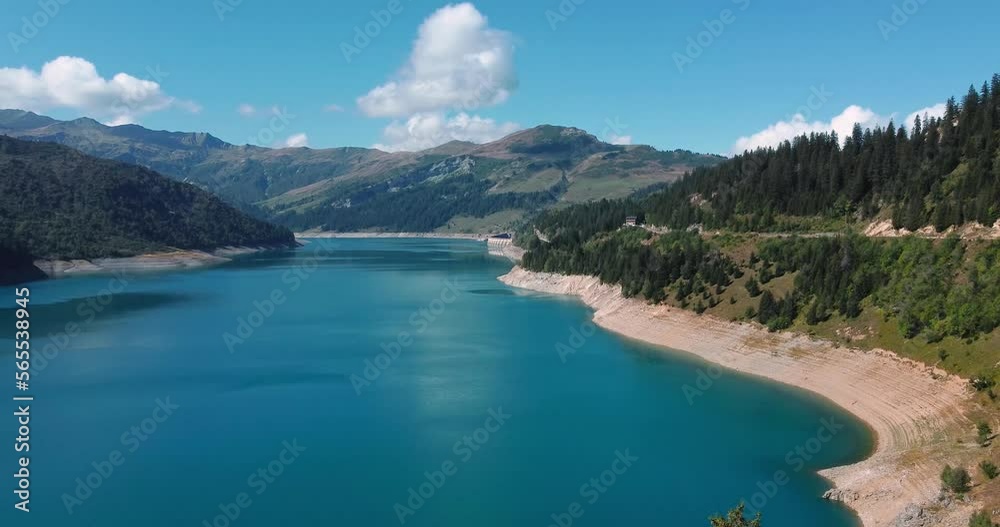 Roselend chapel and Lac Roselend, near Beaufort and Col de Cormet de Roselend, Savoie, France Roselend chapel and Lac Roselend, near Beaufort and Col de Cormet de Roselend, Savoie, France