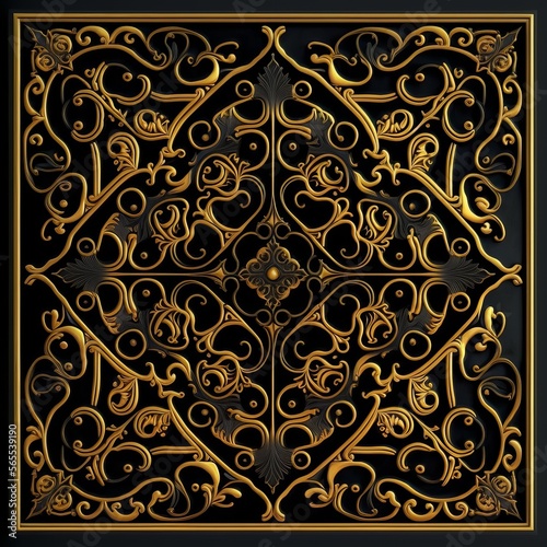 Gold Filigree Inlaid Carpet (generative AI)