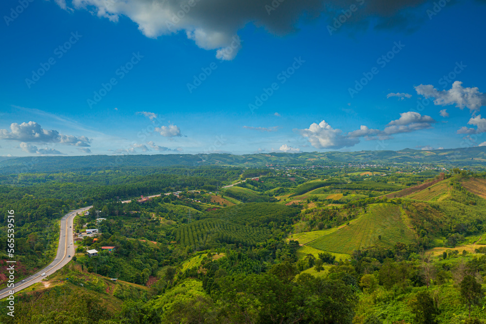 high angle view of mountains in thailand,High angle of mountain and road,Inthanon Highest Mountain of Thailand Landmark Nature Travel Places of Chiangmai Panorama Aerial View