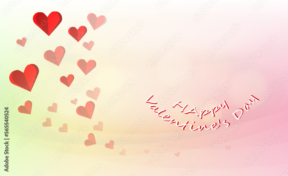 happy valentine's day with hearts and pastel gradient sweet romantic Used For Decoration Advertising Design Website Or Publication Banner And Poster Cover And Brochure