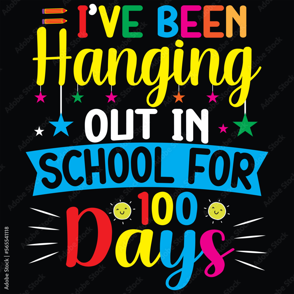 100 days of school typography T-shirt Design