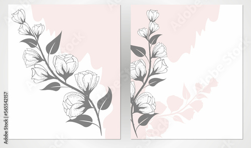 Obraz na plátně Stylized floral invitation, template with place for text