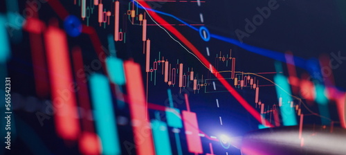 Technical analysis on the monitor of a computer. Fundamental and technical analysis concept.