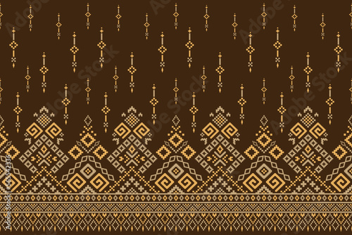 Nature vintages cross stitch traditional ethnic pattern paisley flower Ikat background abstract Aztec African Indonesian Indian seamless pattern for fabric print cloth dress carpet curtains and sarong
