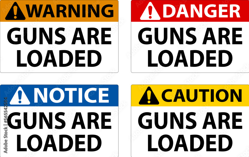 Danger Gun Owner Sign, Guns Are Loaded