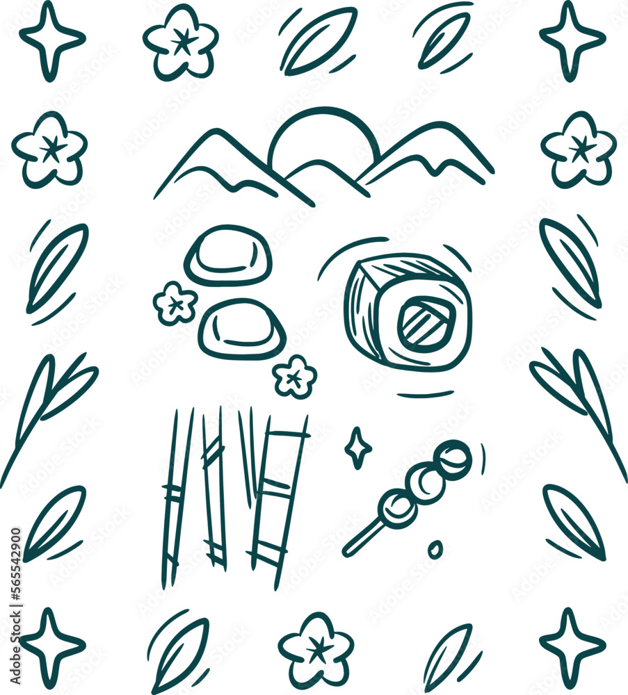 Asian food Collection clip art. Japanese aesthetic set