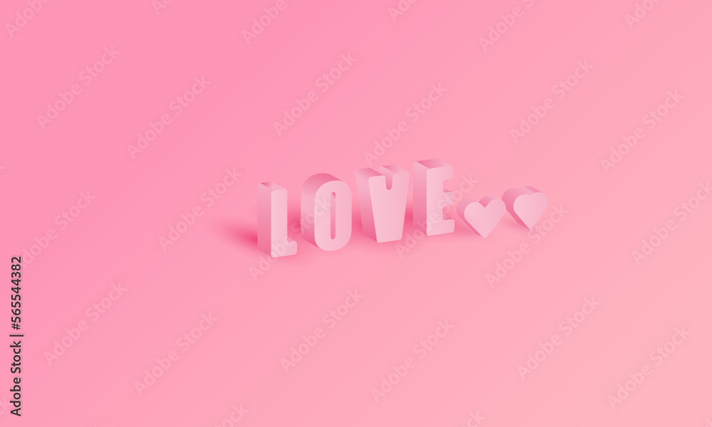 LOVE pink color gradient background for display product website for valentine's day vector design