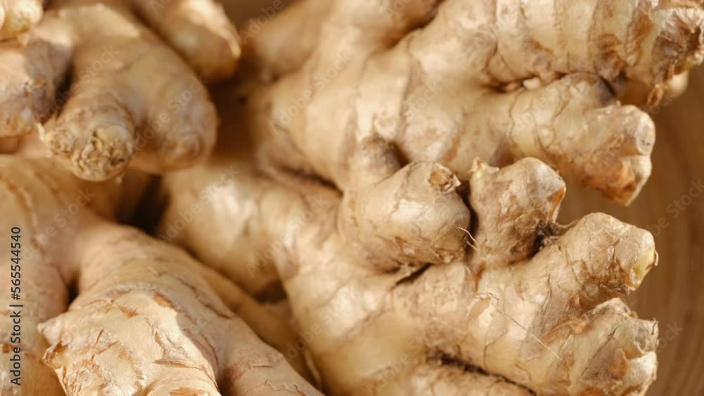 whole ginger root on close up rotating 4K whole ginger root on close up rotating 4K
