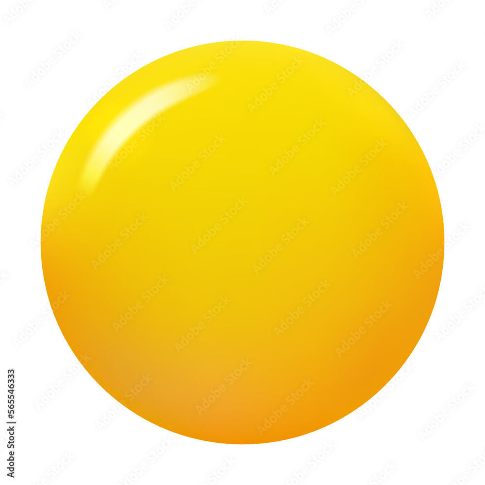 glossy yellow three-dimensional button