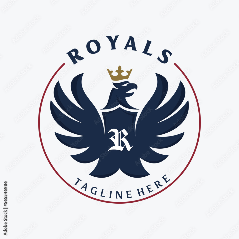 Fototapeta premium Royal letter emblem with Crowned American Eagle