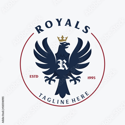 Royal letter emblem with Crowned American Eagle