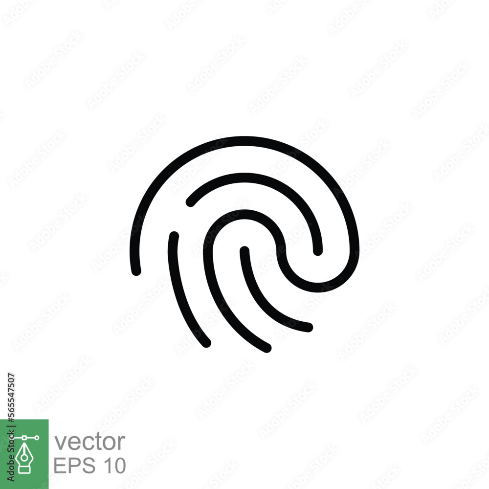 Fingerprint line icon. Simple outline style. Finger print, unique thumbprint, thumb identity, scan id access, technology concept. Vector illustration design isolated on white background. EPS 10. Fingerprint line icon. Simple outline style. Finger print, unique thumbprint, thumb identity, scan id access, technology concept. Vector illustration design isolated on white background. EPS 10.