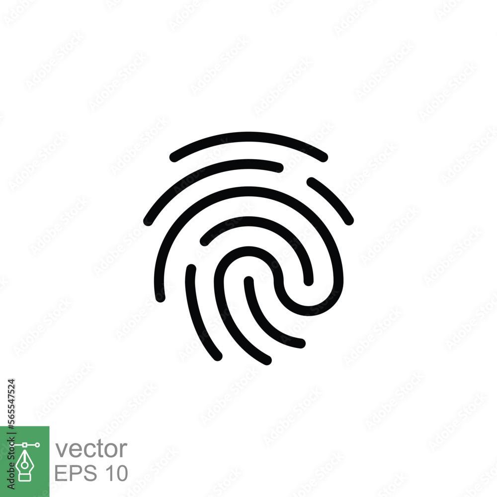 Fingerprint line icon. Simple outline style. Finger print, unique thumbprint, thumb identity, scan id access, technology concept. Vector illustration design isolated on white background. EPS 10. Fingerprint line icon. Simple outline style. Finger print, unique thumbprint, thumb identity, scan id access, technology concept. Vector illustration design isolated on white background. EPS 10.
