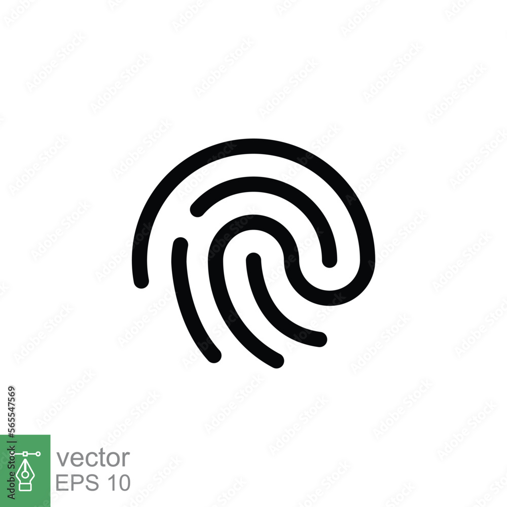 Fingerprint line icon. Simple outline style. Finger print, unique thumbprint, thumb identity, scan id access, technology concept. Vector illustration design isolated on white background. EPS 10. Fingerprint line icon. Simple outline style. Finger print, unique thumbprint, thumb identity, scan id access, technology concept. Vector illustration design isolated on white background. EPS 10.