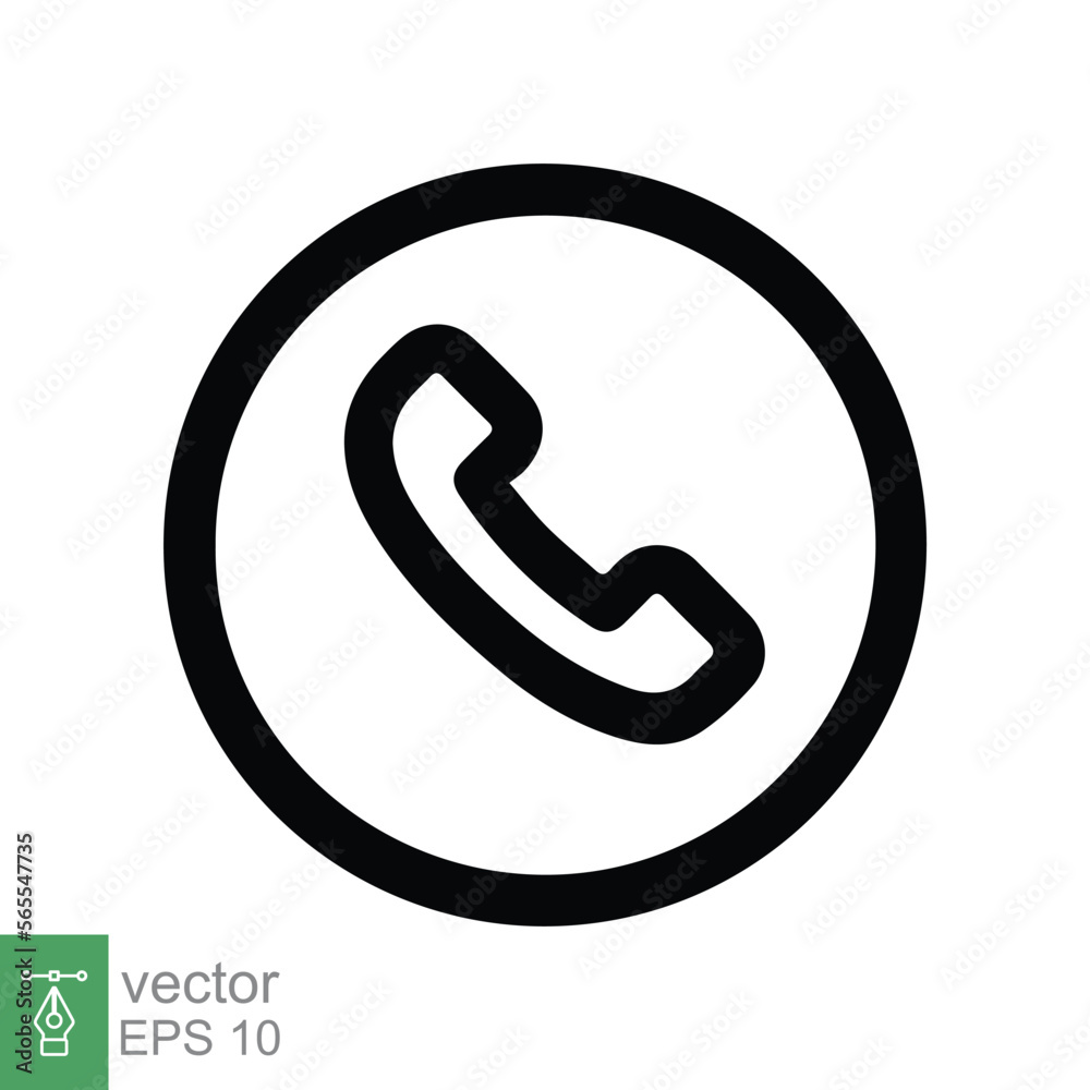 Call phone icon. Simple flat style. Phone in circle, telephone, handset, communication concept. Black silhouette, solid, glyph symbol. Vector illustration isolated on white background. EPS 10. Call phone icon. Simple flat style. Phone in circle, telephone, handset, communication concept. Black silhouette, solid, glyph symbol. Vector illustration isolated on white background. EPS 10.