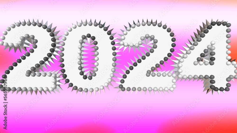 Floating 2024 Numbers Happy New Year 2024. Festive illustration of white metallic numbers ...