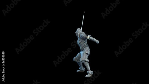 Knight with big sword fighting