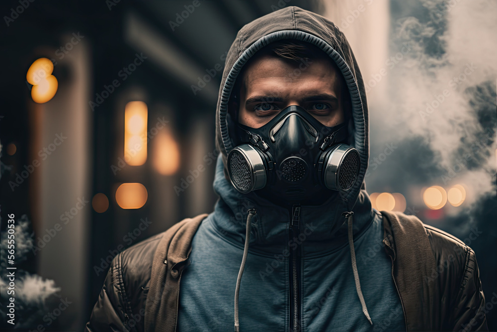 man in gas mask man in gas mask