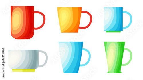 A set of cups for tea and coffee gradient