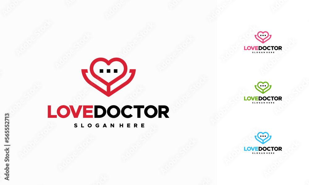Love Doctor Logo designs concept vector, Doctor App Logo icon template