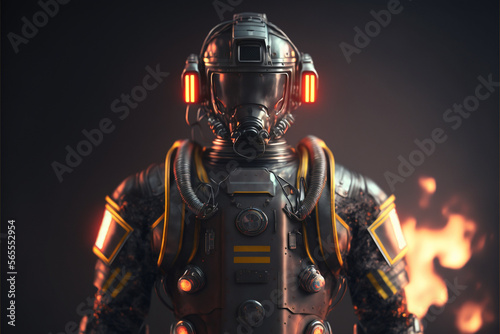 Firefighter robot, cartoon style, art generated by ai