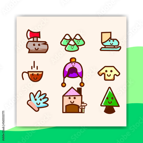 premium vector l cute winter icons in bundle set